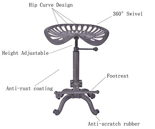 Industrial-Bar-Stool-Swivel-Tractor-Seat-Kitchen-Dining-Counter-Chair-Extra-Pub-Height-Adjustable-248-31-Iron-Cast-Design Industrial Bar Stool Swivel Tractor Seat Kitchen Dining Counter Chair Extra Pub Height Adjustable 248 31 Iron Cast Design