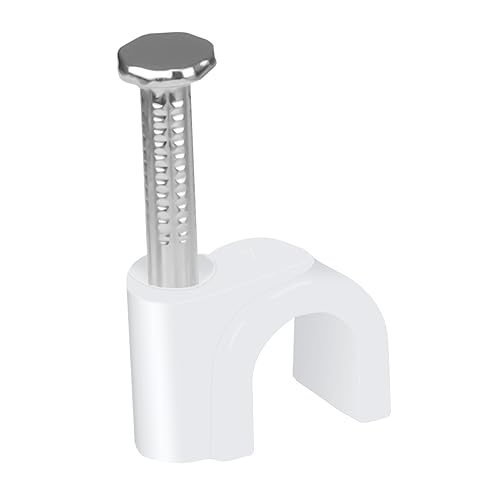 Miniatura 17 de LeMotech Clips para cables planos, 200 clips de pared de alambre de 0.394 pulgadas con clavos de acero, abrazaderas coaxiales para gestión de cables