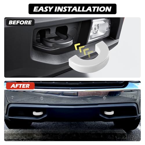 Image of Tow Hook Covers Fit for Chevy Silverado 1500 2007-2026 /GMC Sierra 1500 2007-2018, Customized Car Tow Hooks Compatible with Chevrolet Silverado 1500 Accessories 2007-2026 (White)