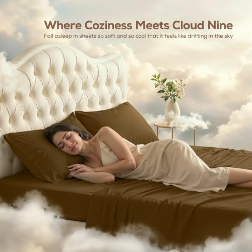 Image of Utopia Bedding King Size Sheet Set - 4 Piece Bed Sheets, Soft and Breathable Microfiber, Includes 1 Fitted Sheet, 1 Flat Sheet and 2 Pillowcases - Oeko Tex (Mocha)