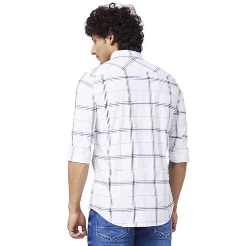 Image of Spykar Men's Regular Fit N /A Full Sleeve Checked Casual Shirts