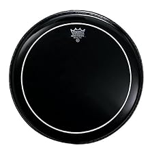 18" ebony pinstripe bass drum head Made with two (10- & 5-mil) Mylar plies with a measured layer of a ring reducing agent applied between them at the outer edge of their trademark stripe to dampen high frequency overtones for warm resonance Ebony Pin...