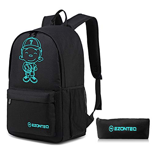 Zaini Schulrucksack Media Kinder Herren Rucksack Wasserdicht Luminosa Rucksäcke Casual Schwarz Große Tasche Scuola Rucksack, Rucksack für Mädchen, Rucksack, Schulrucksack für Kinder Reisen, EZONTEQ