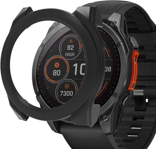 For Garmin Fenix 8 43MM ケース カバー フィルム ガラスフィルム 一体型 Ubefuu 全面保護 高透過率 高感度タッチ 軽量 衝撃吸収 指紋防止 防水防塵(ブラック)