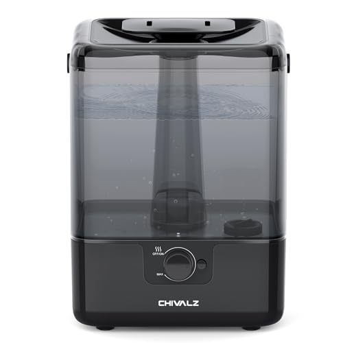CHIVALZ Humidifier for Bedroom, 6L Cool Mist Humidifiers, Quiet 26dB, Night Light, Up to 50 Hours, Large Air Humidifier for Baby, Plants, Office, Esse