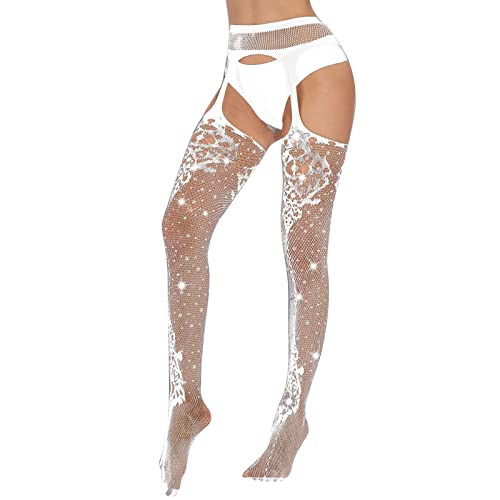 Luadnysin Bas Resille Femme Sexy Autofixant Collant Grande Taille Porte Jaretelles Blanc Lingerie Et Vêtements Noir Rouge Jartelle Generic Érotique Lacet...