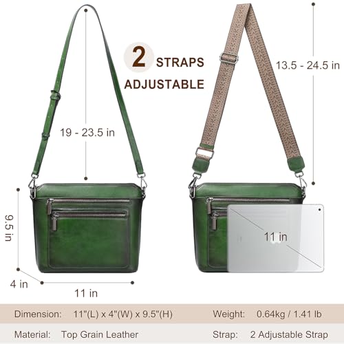 Image of COOLCY Genuine Leather Crossbody Bags for Women Purses and Handbags for Ladies with Multiple Pockets Shoulder Satchel Bag