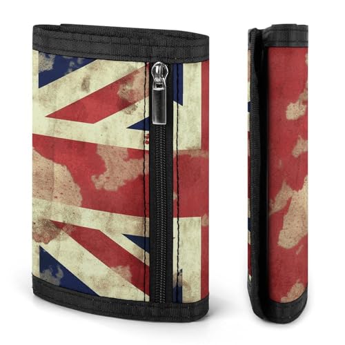 Vintage Union Jack British Flag Mens Trifold Wallet Minimalist Wallet for Men, Rfid Blocking Wallets, 8 Credit Card Holder 1 Note Pocket Coin Pocket & Id Window, Portable Slim Tri Fold Wallets4