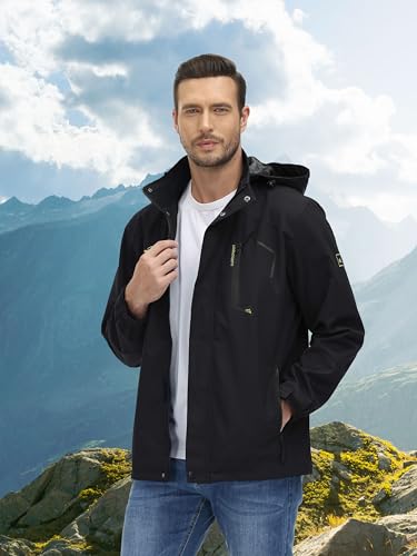 image for MAGCOMSEN Men's Rain Jacket Lightweight Waterproof Windbreaker Winter 