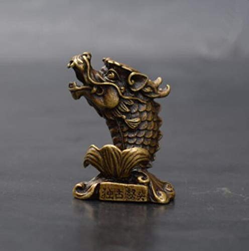 Figurines dragon poisson laiton pour bureau et salon feng shui