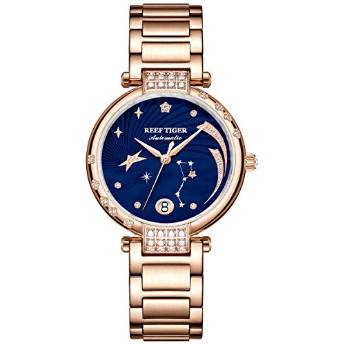 REEF TIGER Damenuhr Analog Automatik mit Rosegold Armband RGA1592-PLP