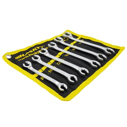 HASKYY 6 tlg. Bremsleitungsschlüssel SET I Offener Ringschlüssel I Leitungsschlüssel Bremsleitung 8-19mm