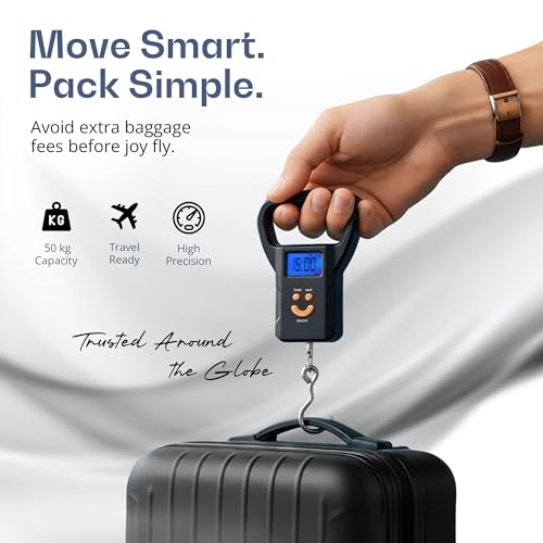 Image of iBELL LS520M Luggage Weighing Scale, Portable, 50 KG, Hook Type with Digital LED Screen, Tare Function, Auto Power off, Data Look Function, Over Load & Low battery Indicator (Black)