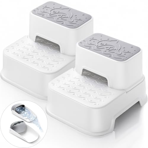 2-Step Stool for Kids - Toddler Anti-Slip Step Stool for Bathroom Sink/Toilet Potty Training/Kitchen Counter, 10' Height, 220 lbs Capacity, Durable &...
