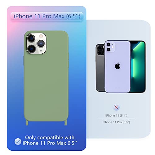 Image of Compatible with iPhone 11 Pro Max Case with Lanyard Crossbody iPhone Case with Strap Adjustable Shockproof Drop Protection Silicone Phone Cover for iPhone 11 Pro Max 6.5'' Mint Green
