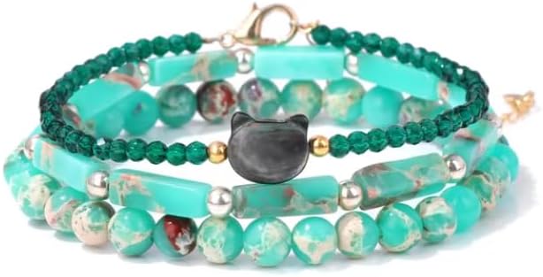 1PCS Round Square Shape Beaded Bracelet Bracelets Set Strand Bangle for Men Women