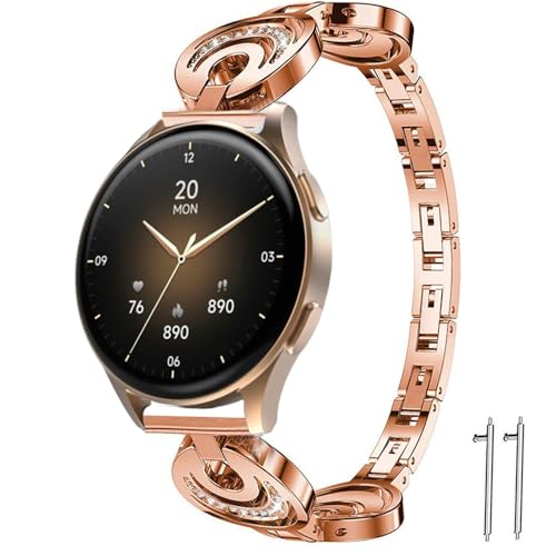 Blueshaweu 18mm 20mm Damen Armband Kompatibel Für Hama Smartwatch 8900 1,32“ / 8900 1,43", Diamant Premium Edelstahl Uhrenarmband Kompatibel mit Hama 8900 (Rosegold, 20mm)