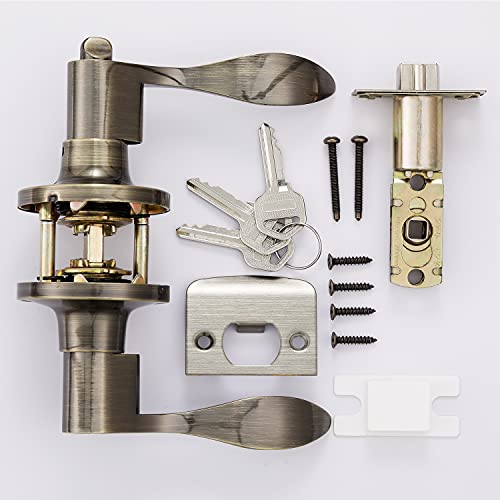 Ohuhu Keyed Door Knob Lever 2-Pack With Lock And Different Keys Leverset Lockset, Retro Oil Rubbed Bronze Finish #TOP7