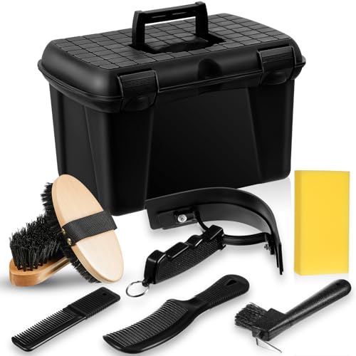Large 8-Piece Horse Grooming Kit with black tool box