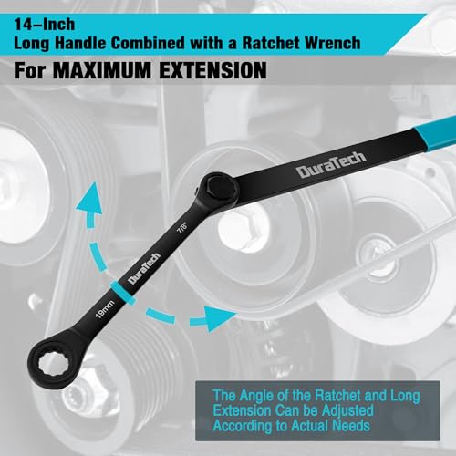 Image of DURATECH 15-Piece Universal Ratcheting Serpentine Belt Tool Set, Belt Tensioner Tool Kit with Blackening Treatment for Installing and Removing Pulleys and Belts