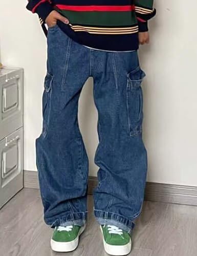 Baggy Cargo Jeans for Men Women Y2k Vintage Skater Jeans Loose Plain Denim Pants Streetwear4