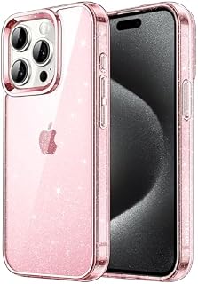 JETech Glitter Case for iPhone 15 Pro Max 6.7-Inch, Bling Sparkle Shockproof Phone Bumper Cover, Cute Sparkly for Women and Girls (Clear)