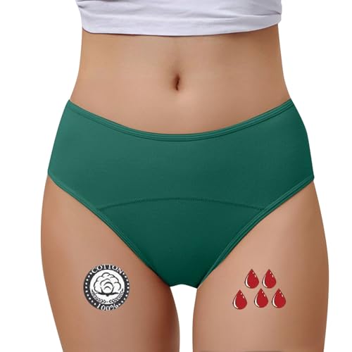 Braga Menstrual Absorbente = 4 almohadillas lavables de algodón, menstruación, protección periódica higiénica, flujo ligero a abundante, bragas de reglas lavables, bragas incontinencia para mujer