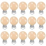 15 Pieces Baby Pacifier Clips Wooden Dummy Clips Soother Wood for Attached to Clothes and Baby Suspender Soother Clasps