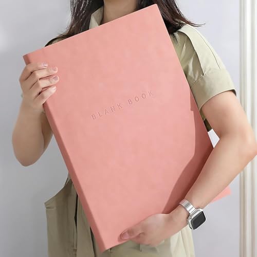 HONGTAISHENG A3-notitieboek, 400 pagina's, 200 vellen, tekenpapier, zacht PU-kunststof, tekenblok voor kunstenaars en professionals voor tekenen en schetsen, 420 x 290 mm, roze