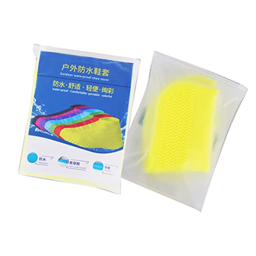 Cubrecalzados reutilizables, suelas de silicona fáciles de limpiar para acampar, pescar, hacer senderismo y actividades al aire libre — protección duradera y antideslizante para hombres, mujeres y mascotas (talla L, color amarillo) miniatura 6