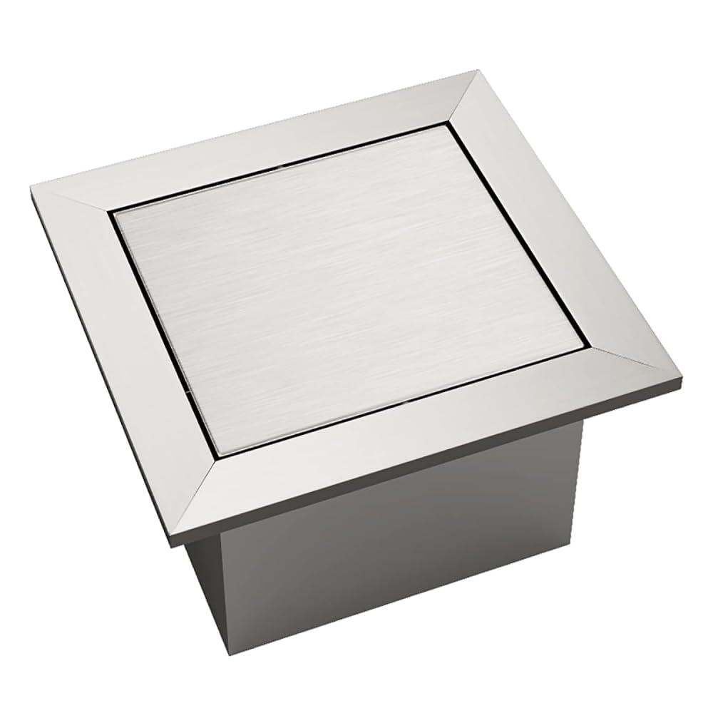 Trash Can Lid Square Chute Built-in Countertop Grommet Stainless Steel Swing Waste for Kitchen