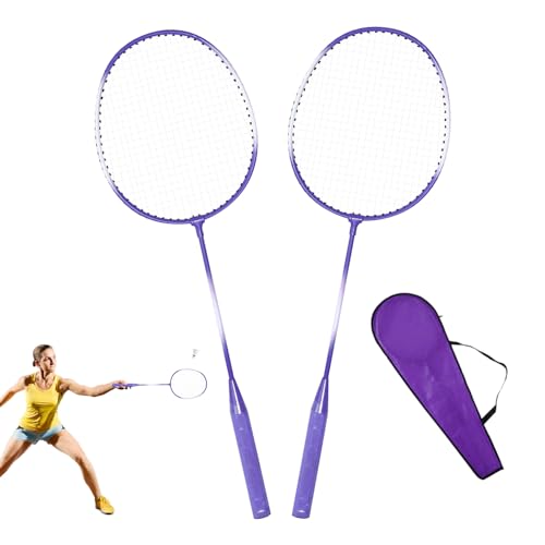 Povanjer Raquetas de bádminton,Raqueta de bádminton,Juego de Raquetas de bádminton portátiles para Adultos - Juego de bádminton para Interiores, Equipo Deportivo para recreación en Interiores y
