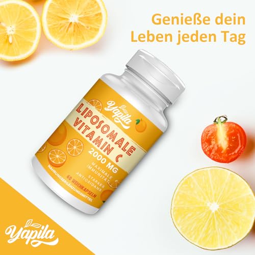 Liposomale Vitamin C Kapseln 2000mg, Maximale Absorption, Hochdosiertes Vit C, Ascorbinsäure, Antioxidantien-Ergänzung, Non-GMO, Soja-frei