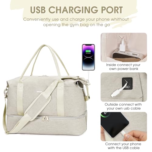 Wandf For Spirit Airlines 18X14X8 Personal Item Bag With Usb Charging Port, Underseat Travel Duffel Bag With Wet Pocket & Shoes Compartment Carry On Luggage For Women Men thumb #4