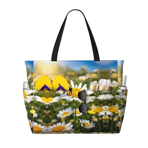 Sac fourre-tout à marguerites pour femmes, le cabas décontracté idéal pour le travail et les cours