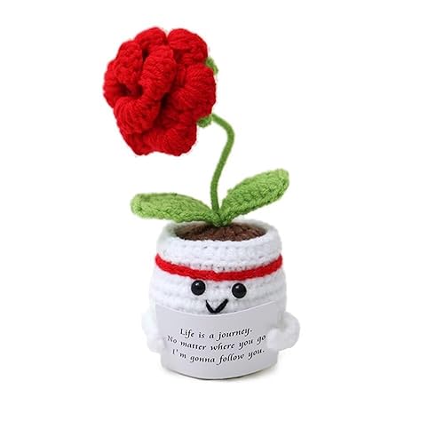 Hnqiqs Positive Crochet Flower Employee Appreciation Gifts Emotional Support Crochet Emotional Support Nuggets Plush Plants Encouragement Valentines Birthday Gifts for Women Coworker Office Decor - Flower