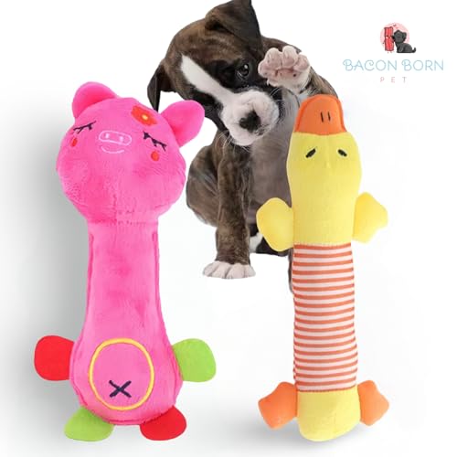 Kit 2 Brinquedo Pet Mordedor Pelucia Ursinho Som Cachorro Gato (Elef. Rosa/Pato)