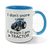 TANGDIAABBCC I Don't Snore, I Dream I am a Blue Tractor, snoring, Farm, Farming, Driver, Funny, Blue Inside, Ceramic Mug, Cup