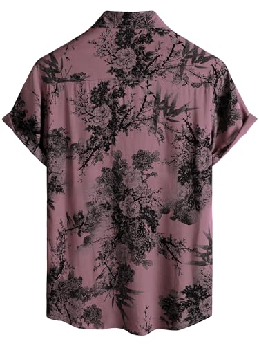 Image of JOTOOK Mens Hawaiian Shirt Short Sleeve Button Down Tropical Shirts Casual Floral Summer Beach Shirt