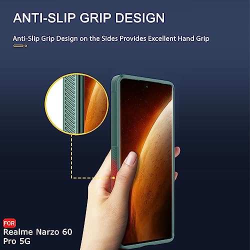 Image of TheGiftKart Liquid Silicon Back Cover Case for Realme Narzo 60 Pro 5G | Shockproof Military Grade Protection | Micro-Fibre Cloth On Inner Side | Anti-Slip Grip Realme Narzo 60 Pro Back Cover (Green)