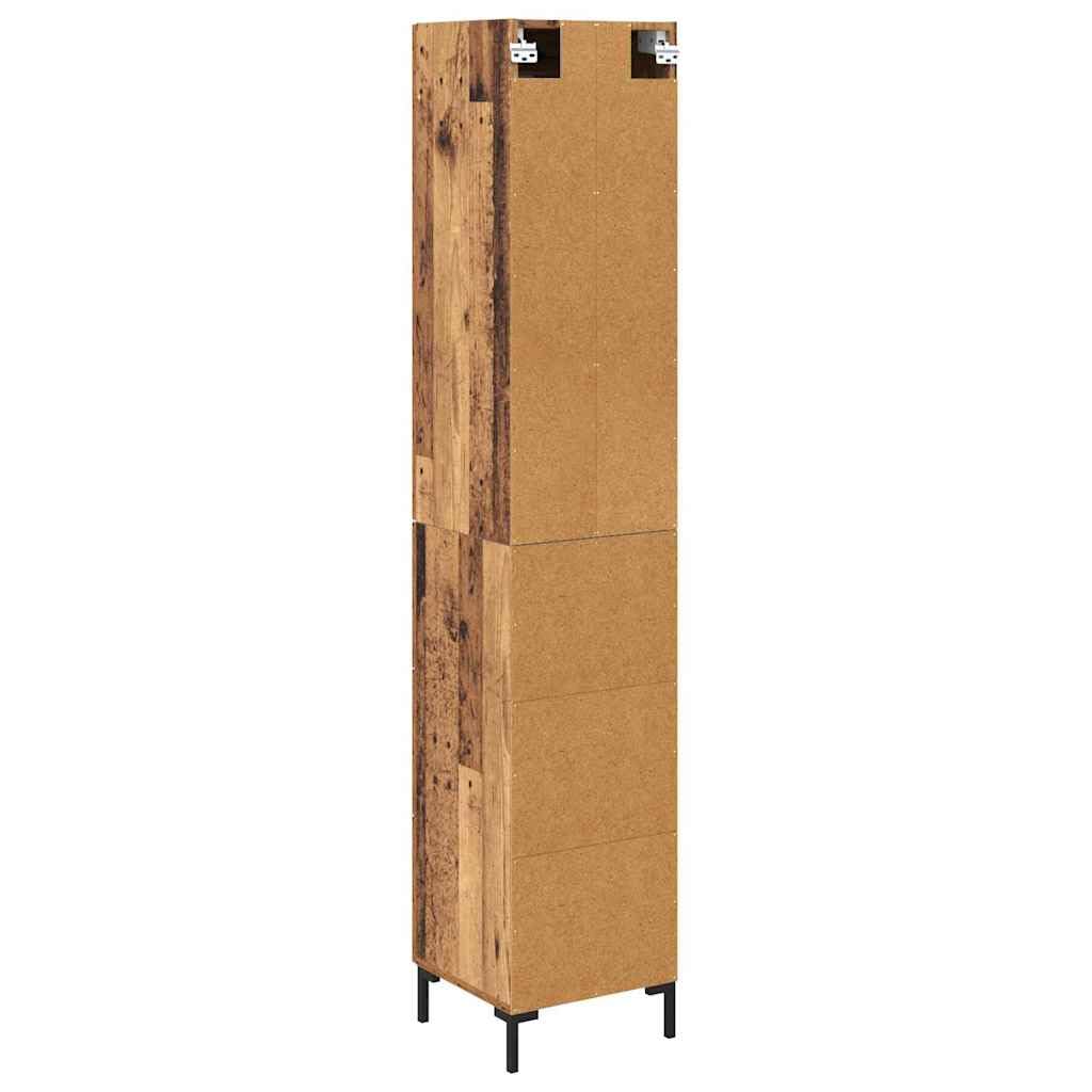 Générique Armadio alto in legno antico 34,5 x 34 x 180 cm, armadio da cucina moderno in legno di ingegneria con gambe in metallo, scaffale per sala da pranzo, design rettangolare