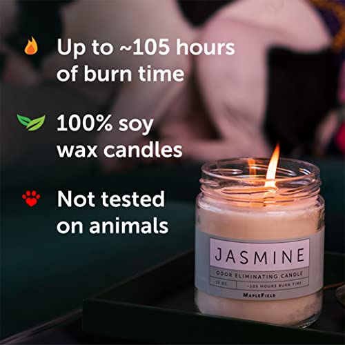 Odor Eliminator Candles For Your Home - Refresh Your Space With Pet Candles Odor Eliminator - Strong Scented Candles - Smoke Candles Odor Eliminator For Any Room - Smoke Candle - Pet Odor Candle (Jasmine) #TOP5