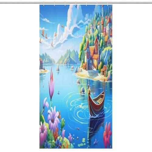 Rideau de douche imperméable Baie de Vacances 92x183 cm en polyester lavable pour petite baignoire - 7