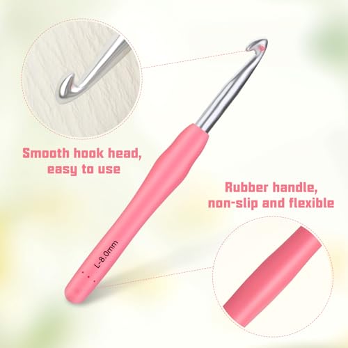 Image of Crochet Hook, 8.0 mm Ergonomic Crochet Hook, Crochet Needles for Arthritic Hands,Knitting Needles with Soft Handle Beginners and Experienced Hobbyists (8.0 mm)