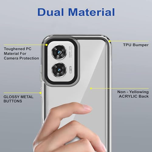 Image of amazon basics Back Case Cover for Motorola G96 5G | Compatible for Motorola G96 5G Back Cover | Case Cover with Camera Protection | (TPU + PC | Translucent Black)
