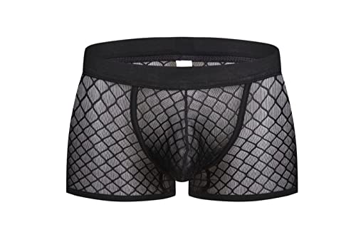 WmHeoo2077 String Homme Cuir,Sexy Hommes,sous-vêtements Sexy pour Hommes, Boxer Convexe Sexy en Maille U, Noir, S Cover