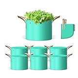 SPONDWILD 7 Pcs 5 Gallon Grow Bags, Small PE Garden Grow Bags for Plants with Branch-Binding Holes and Bottom Drain Holes, Ideal for Vegetables, Strawberries and Flowers