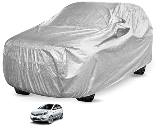 Image of Auto Hub Waterproof Car Cover Compatible with Tata Bolt with Mirror Pocket, Soft Cotton Lining, Waterproof Bolt Car Cover- Metallic Silver