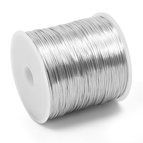 26 Gauge Wire for Jewelry Making - 328ft Tarnish Resistant Copper Wire (0.4mm X 100m) Silvery Finish for Jewelry Making and Handcrafting (Silver)