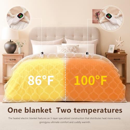 Homemate Heated Blanket Electric King Size - 100“x90“ Heating Blanket with 10 Fast Heat Levels 8 Hours Auto Off Ultra Soft Cozy Flannel Over-Heated Protection ETL Certification Keep Warming in Home — view 4